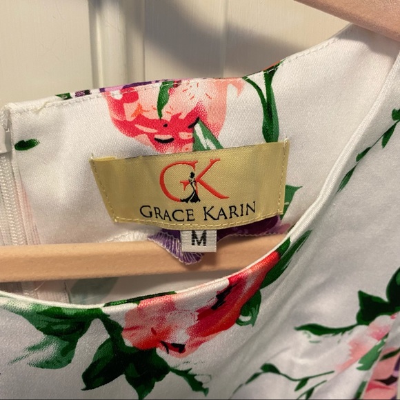 Grace Karin Retro Inspired Floral Full Dress Sz M - Picture 2 of 6